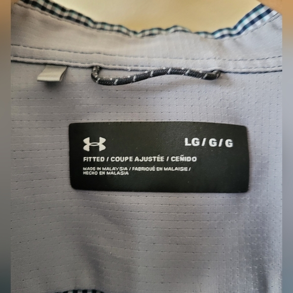 Under Armour Fitted plaid button down long sleeve shirt sz Large - Picture 2 of 7